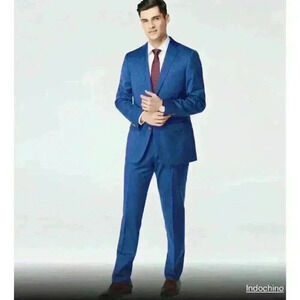 NWT CUSTOM IndoChino Hemsworth..Wales‎ Navy Suit 44R W/ 2 Wool Trouser Pants 40R